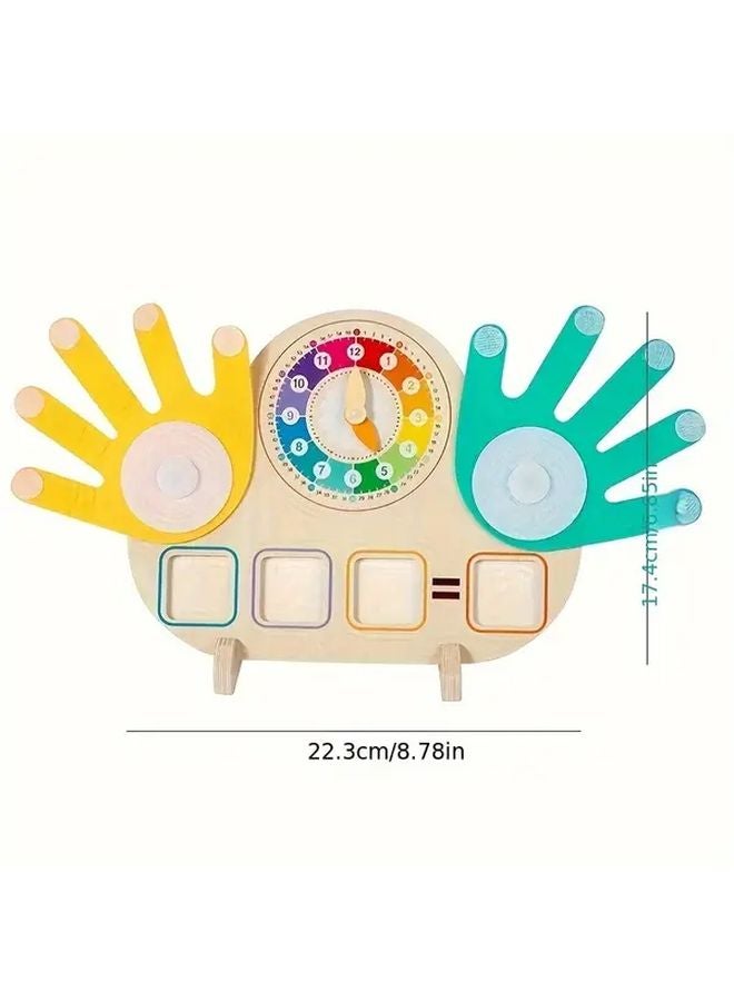 Wooden Clock And Finger Counting 2 In 1 Educational Toy With Math And Time Cards For Kids 3 6 Years - Image 3